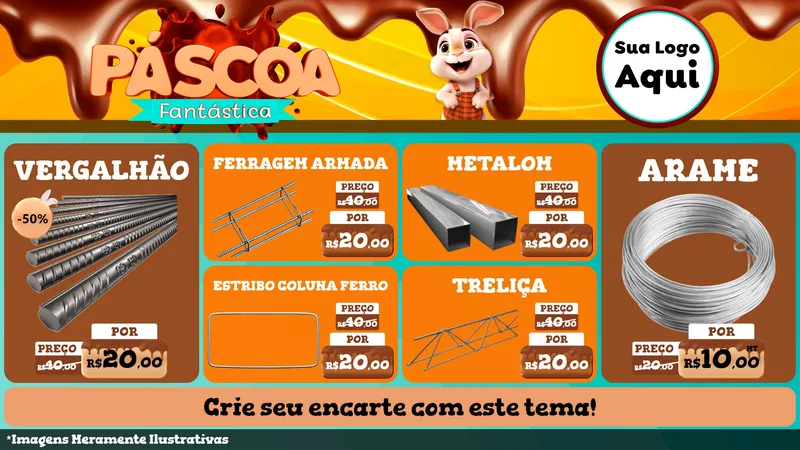Modelo de TV para TV Horizontal com o tema Páscoa Fantástica para Ferragens
