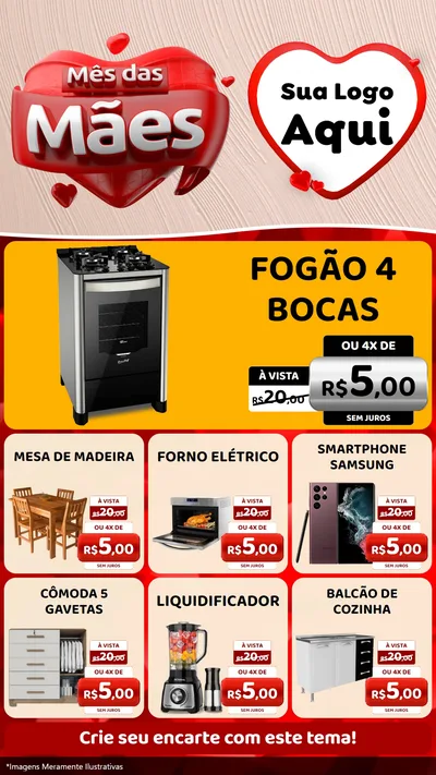Modelo de Rede Social para Stories com o tema Mês das Mães para Móveis e Eletro