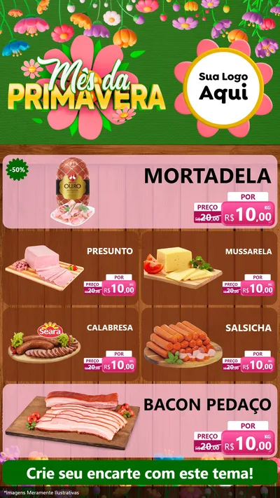 Modelo de TV para TV Vertical com o tema Mês da Primavera para Frios e Laticínios
