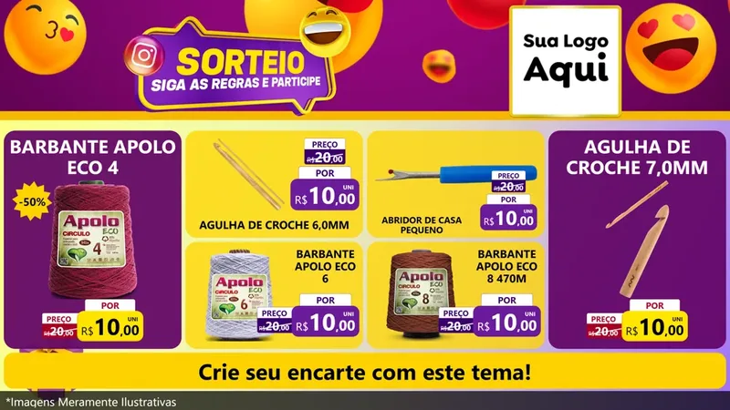 Modelo de TV para TV Horizontal com o tema Sorteio para Armarinho e Aviamentos