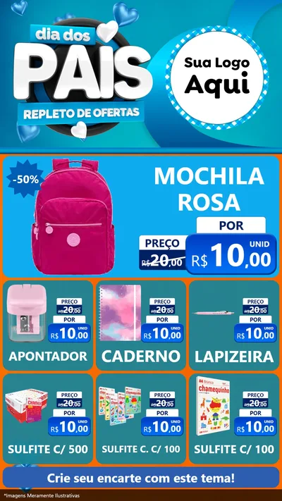 Modelo de Rede Social para Stories com o tema Dia Dos Pais Repleto de Ofertas para Papelaria