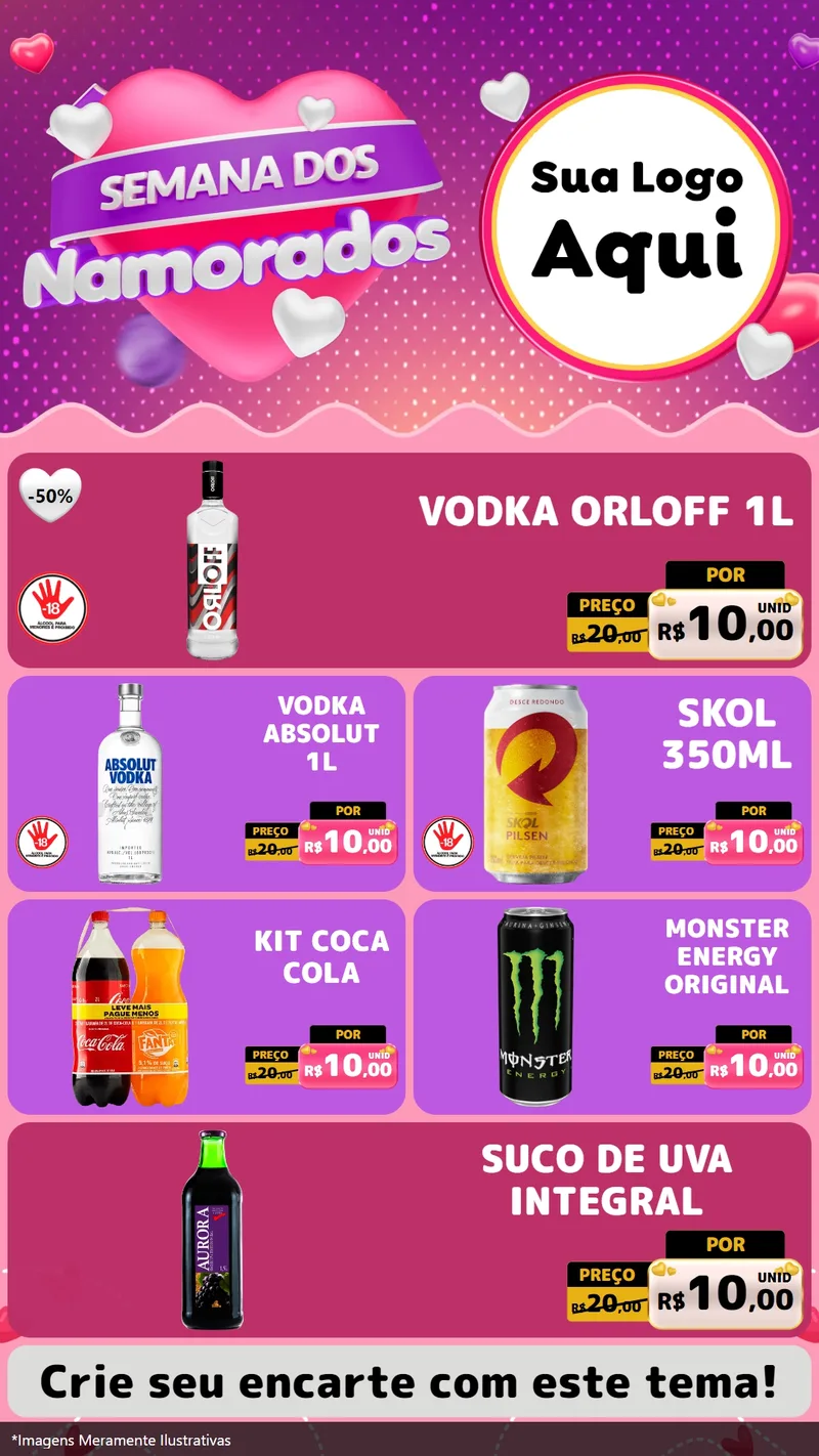 Modelo de TV para TV Vertical com o tema Semana dos Namorados para Distribuidora de bebidas
