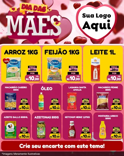 Modelo de Rede Social para Feed Instagram com o tema Dia Das Mães para Supermercado