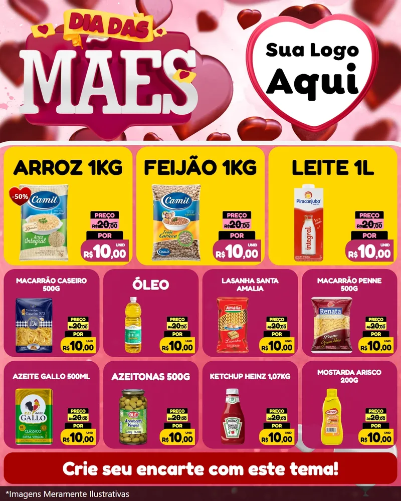 Modelo de Rede Social para Feed Instagram com o tema Dia Das Mães para Supermercado