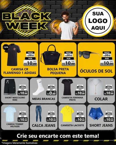 Modelo de Rede Social para Feed Instagram com o tema Black Week para Roupas e acessórios