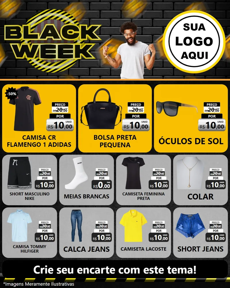 Modelo de Rede Social para Feed Instagram com o tema Black Week para Roupas e acessórios