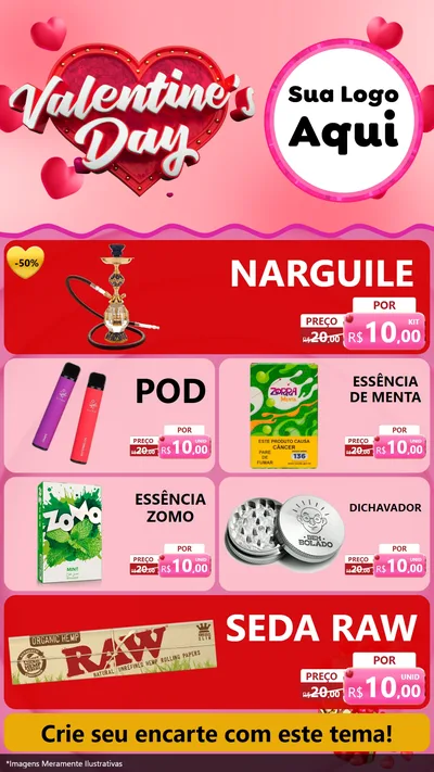 Modelo de TV para TV Vertical com o tema Valentine's Day para Tabacaria