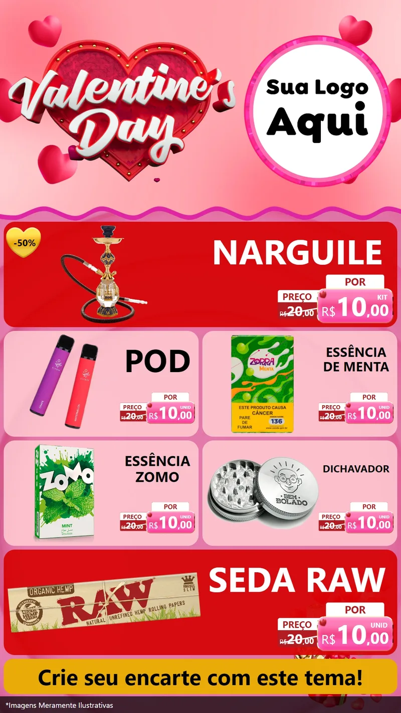 Modelo de TV para TV Vertical com o tema Valentine's Day para Tabacaria