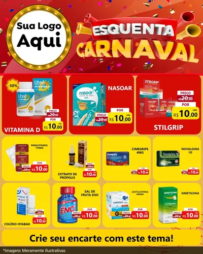 Modelo de Rede Social para Feed Instagram com o tema Esquenta Carnaval para Farmácia