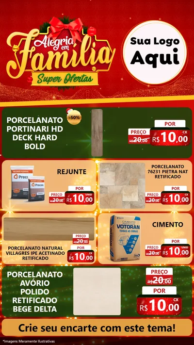 Modelo de TV para TV Vertical com o tema Alegria em Família Super Ofertas - Natal para Pisos e revestimentos