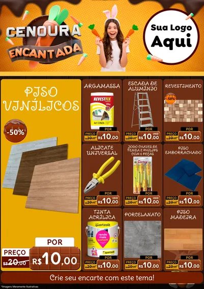 Modelo de Encarte para Encarte A4 Vertical com o tema Cenoura Encantada - Páscoa para Material para Construção