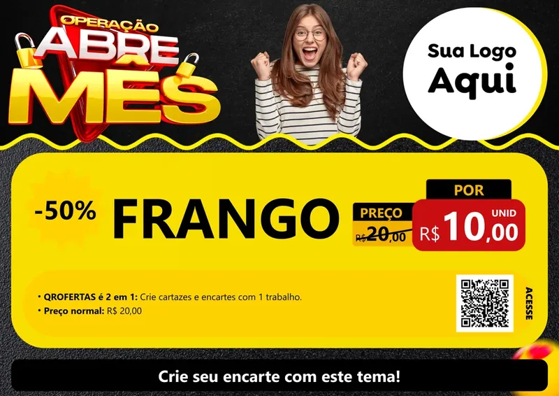 Modelo de Cartaz para Cartaz A4 Horizontal com o tema Operação Abre Mês para Assados