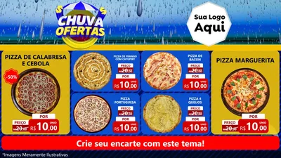 Modelo de TV para TV Horizontal com o tema Chuva de Ofertas para Pizzaria