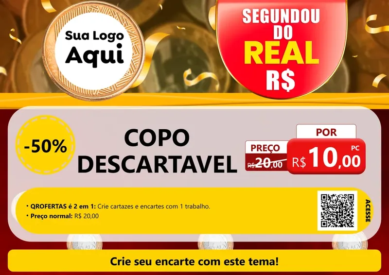 Modelo de Cartaz para Cartaz A4 Horizontal com o tema Segundou do Real para Embalagens