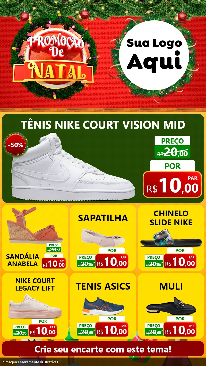 Modelo de Rede Social para Stories com o tema Promoção de Natal para Calçados