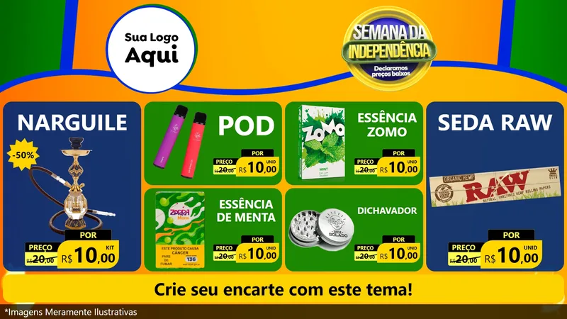 Modelo de TV para TV Horizontal com o tema Semana da Independência Declaramos Preços Baixos para Tabacaria