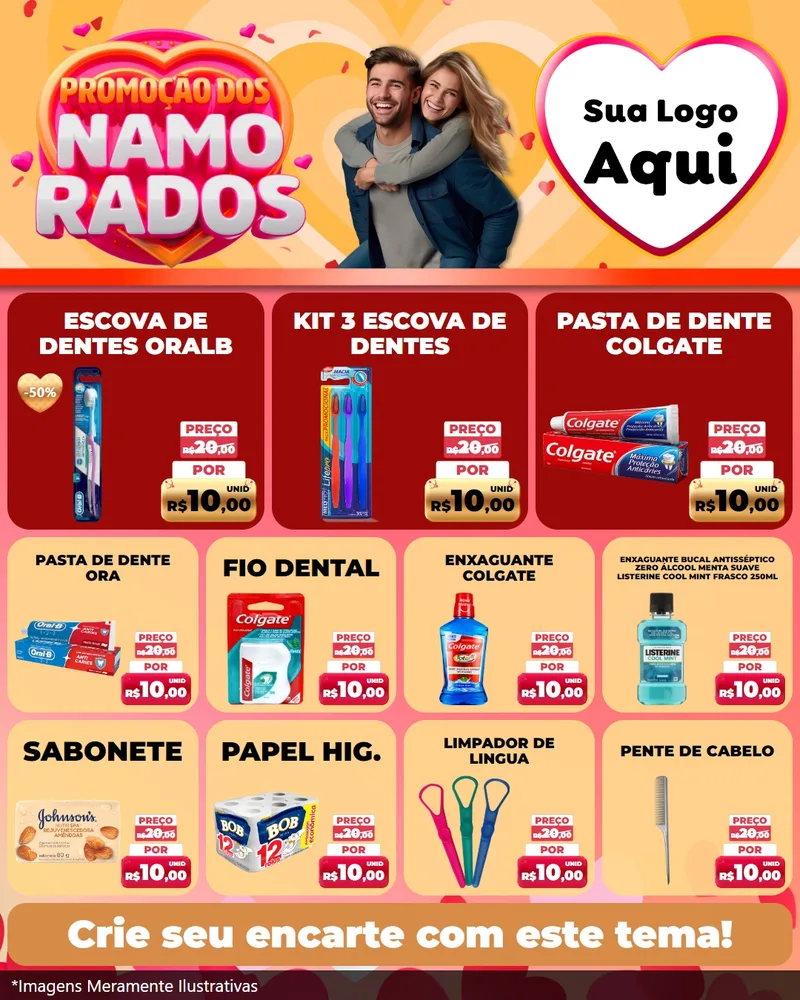 Modelo de Rede Social para Feed Instagram com o tema Promoção dos Namorados para Higiene Pessoal