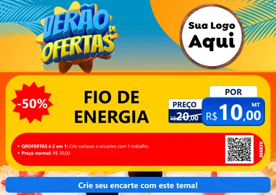 Modelo de Cartaz para Cartaz A4 Horizontal com o tema Verão de Ofertas para Materiais Elétricos