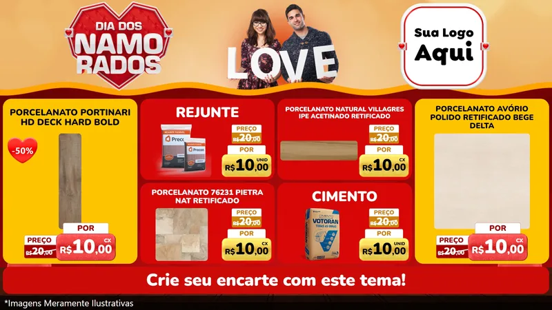 Modelo de TV para TV Horizontal com o tema Dia dos Namorados para Pisos e revestimentos