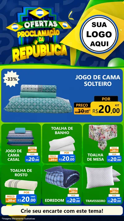 Modelo de Rede Social para Stories com o tema Ofertas Proclamação da República para Cama, Mesa e Banho