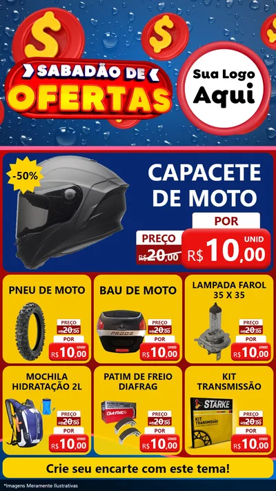 Modelo de Rede Social para Stories com o tema Sabadão de Ofertas para Moto peças
