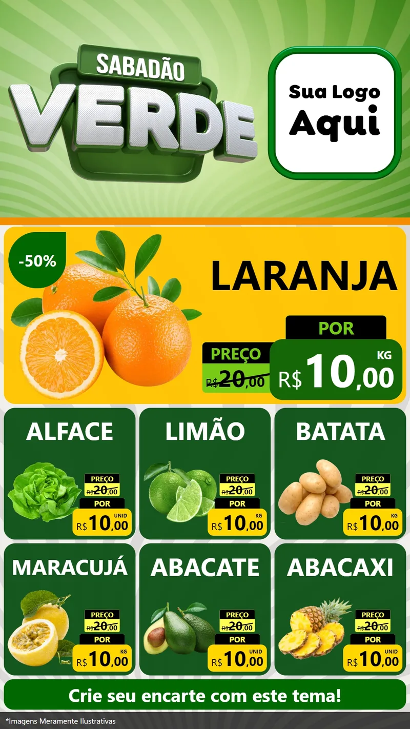 Modelo de Rede Social para Stories com o tema Sabadão Verde para Hortifrúti