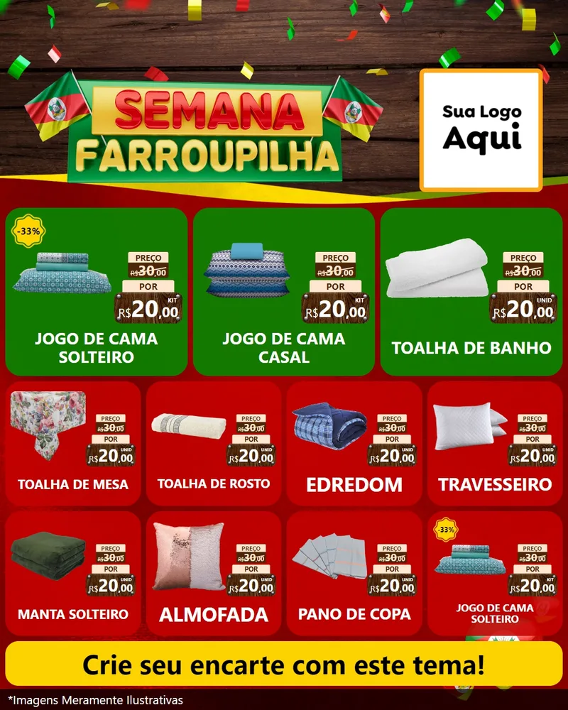 Modelo de Rede Social para Feed Instagram com o tema Semana Farroupilha para Cama, Mesa e Banho