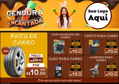 Modelo de Encarte para Encarte A4 Horizontal com o tema Cenoura Encantada - Páscoa para Auto peças