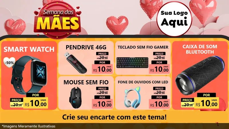 Modelo de TV para TV Horizontal com o tema Semana das Mães para Informática