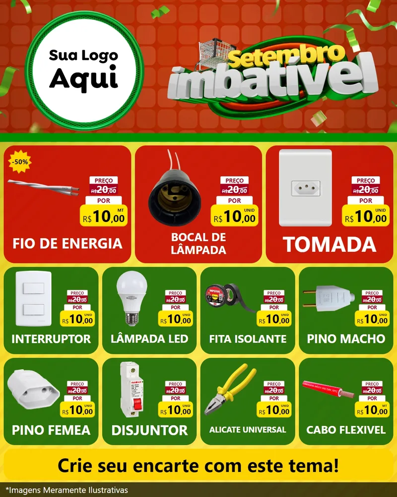 Modelo de Rede Social para Feed Instagram com o tema Setembro Imbatível para Materiais Elétricos