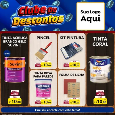 Modelo de Rede Social para Feed Facebook com o tema Clube de Descontos para Tintas e Ferramentas