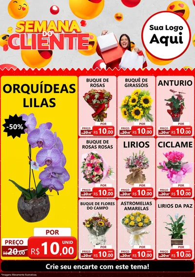 Modelo de Encarte para Encarte A4 Vertical com o tema Semana do Cliente para Floricultura e jardim