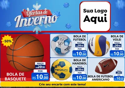 Modelo de Encarte para Encarte A4 Horizontal com o tema Ofertas de Inverno para Artigos Esportivos