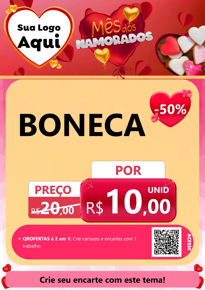 Modelo de Cartaz para Cartaz A4 Vertical com o tema Mês dos Namorados para Brinquedos