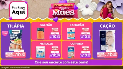 Modelo de TV para TV Horizontal com o tema Promoção Dia das Mães para Peixaria