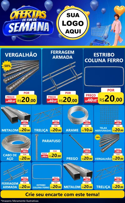 Modelo de Encarte para Encarte Grande com o tema Ofertas de Fim de Semana para Ferragens