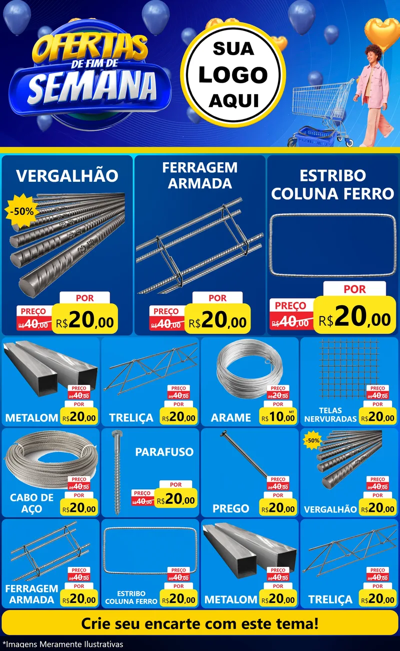 Modelo de Encarte para Encarte Grande com o tema Ofertas de Fim de Semana para Ferragens