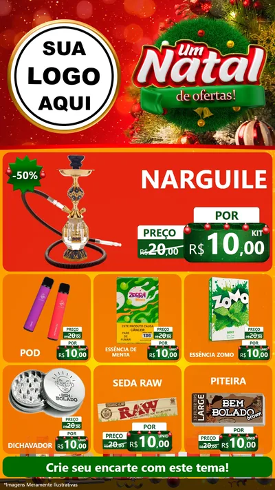 Modelo de Rede Social para Stories com o tema Um Natal de Ofertas para Tabacaria