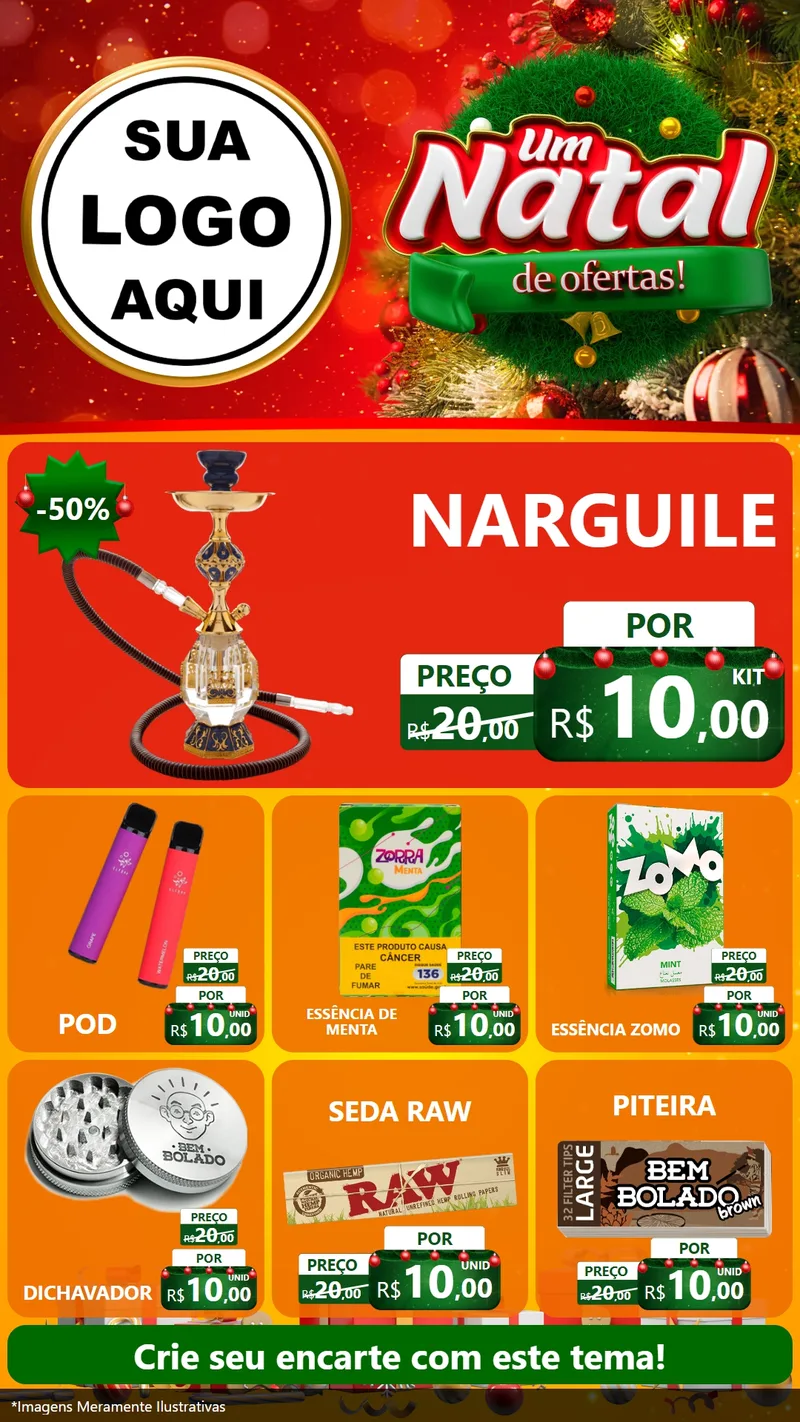 Modelo de Rede Social para Stories com o tema Um Natal de Ofertas para Tabacaria