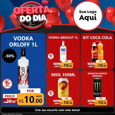 Modelo de Rede Social para Feed Facebook com o tema Oferta do Dia para Distribuidora de bebidas