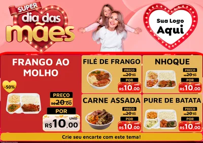 Modelo de Encarte para Encarte A4 Horizontal com o tema Super Dia Das Mães para Restaurante