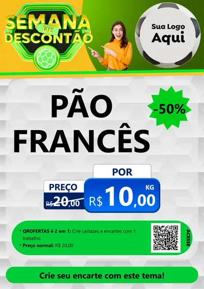 Modelo de Cartaz para Cartaz A4 Vertical com o tema Semana de Descontão - Copa para Padaria
