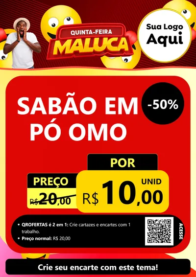 Modelo de Cartaz para Cartaz A4 Vertical com o tema Quinta-feira Maluca para Produtos de Limpeza