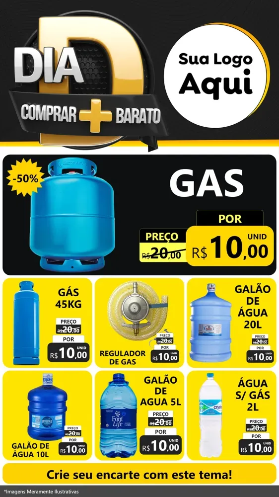 Modelo de Rede Social para Stories com o tema Dia D Mais Economia para Água e gás