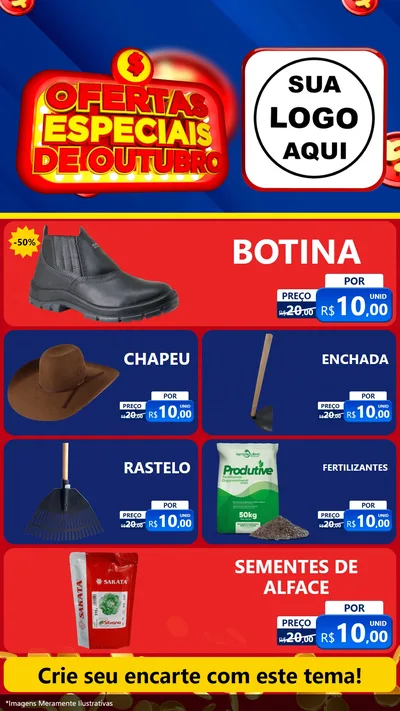 Modelo de TV para TV Vertical com o tema Ofertas Especiais de Outubro para Agropecuária