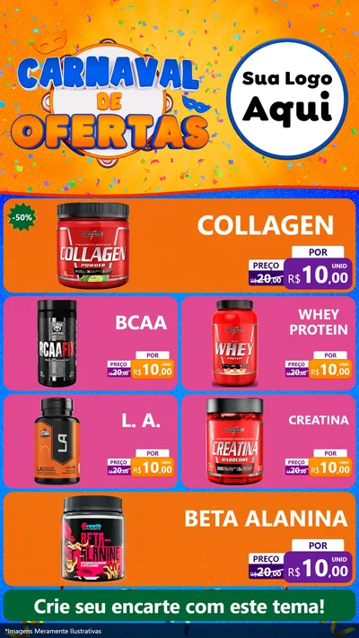 Modelo de TV para TV Vertical com o tema Carnaval de Ofertas para Suplementos alimentares