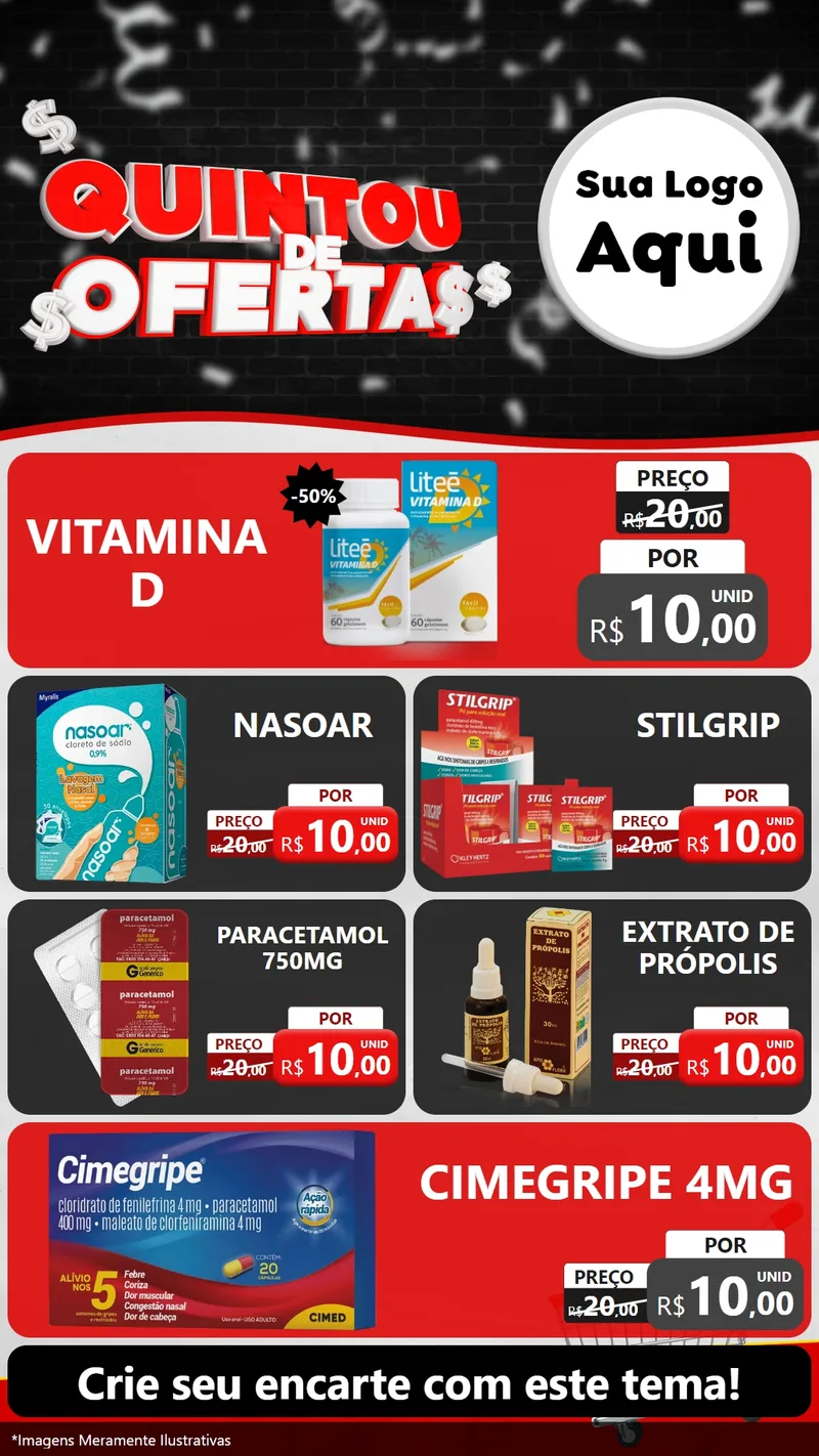Modelo de TV para TV Vertical com o tema Quintou de Ofertas para Farmácia