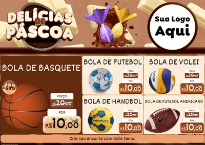 Modelo de Encarte para Encarte A4 Horizontal com o tema Delícias de Páscoa para Artigos Esportivos