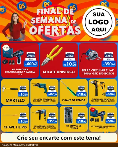 Modelo de Rede Social para Feed Instagram com o tema Final de Semana de Ofertas para Maquinas e Ferramentas