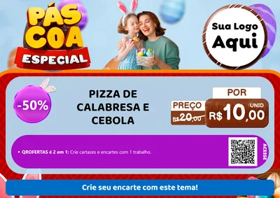 Modelo de Cartaz para Cartaz A4 Horizontal com o tema Páscoa Especial para Pizzaria